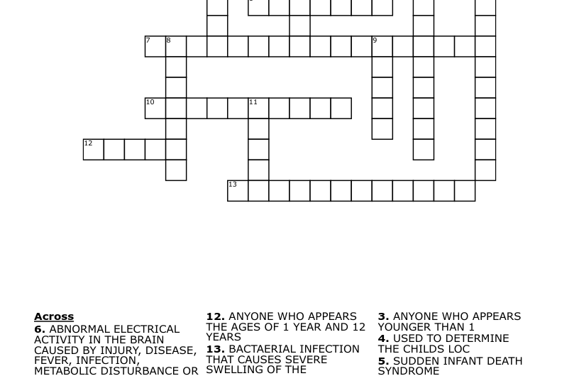 Child Related In Medicine Crossword