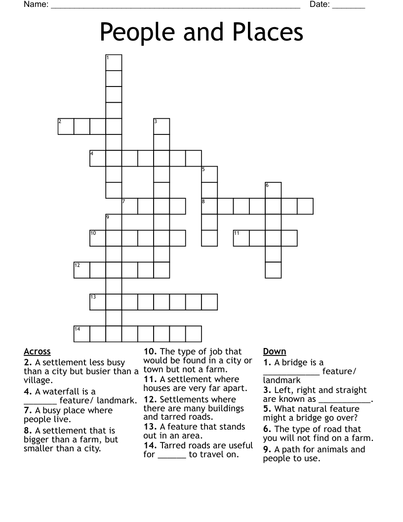 People And Places Crossword WordMint People And Places Crossword WordMint