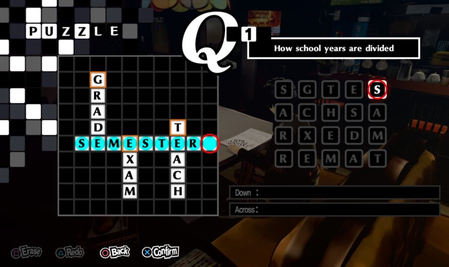 Crossword Answers Persona 5