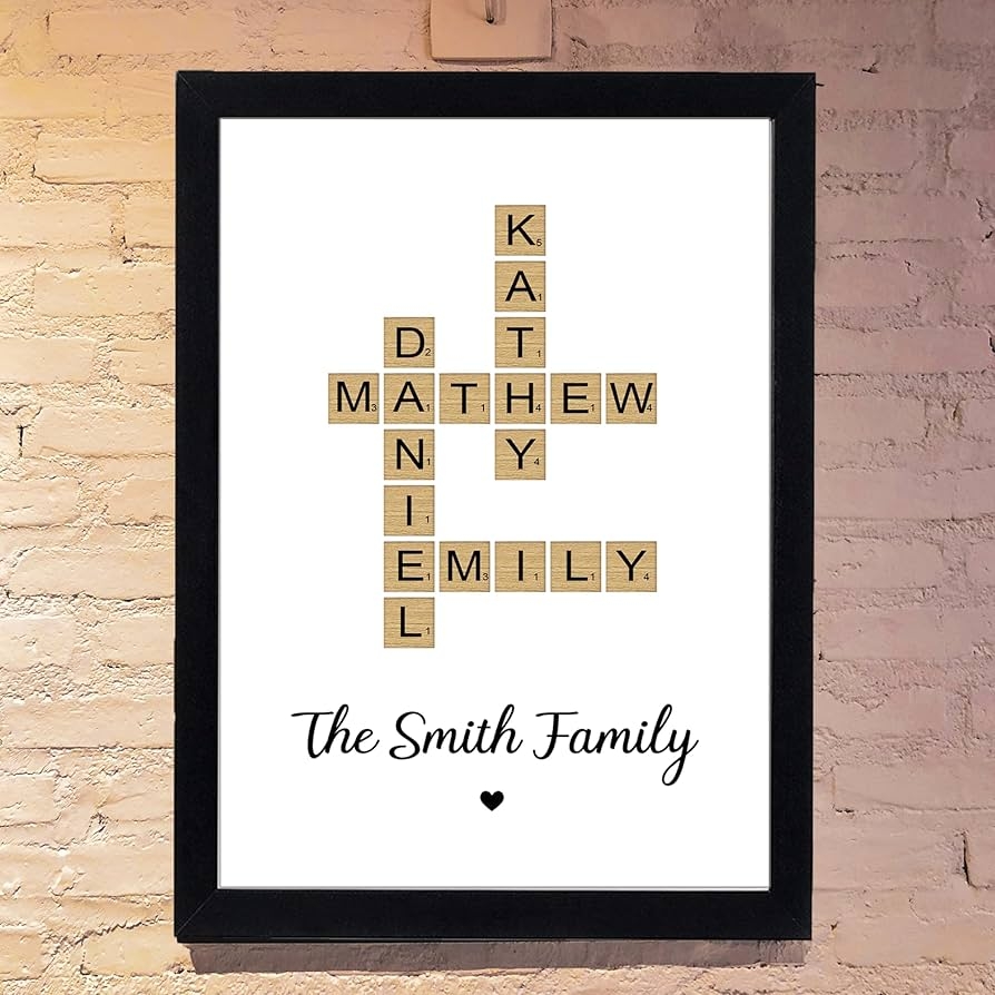 Personalized Family Name Crossword Puzzle Wall Art Print Custom Family Name Sign Personalized Family Name Poster Family Crossword Art Home Decor Gift For Family Christmas Birthday Valentine s Day Amazon ca Home
