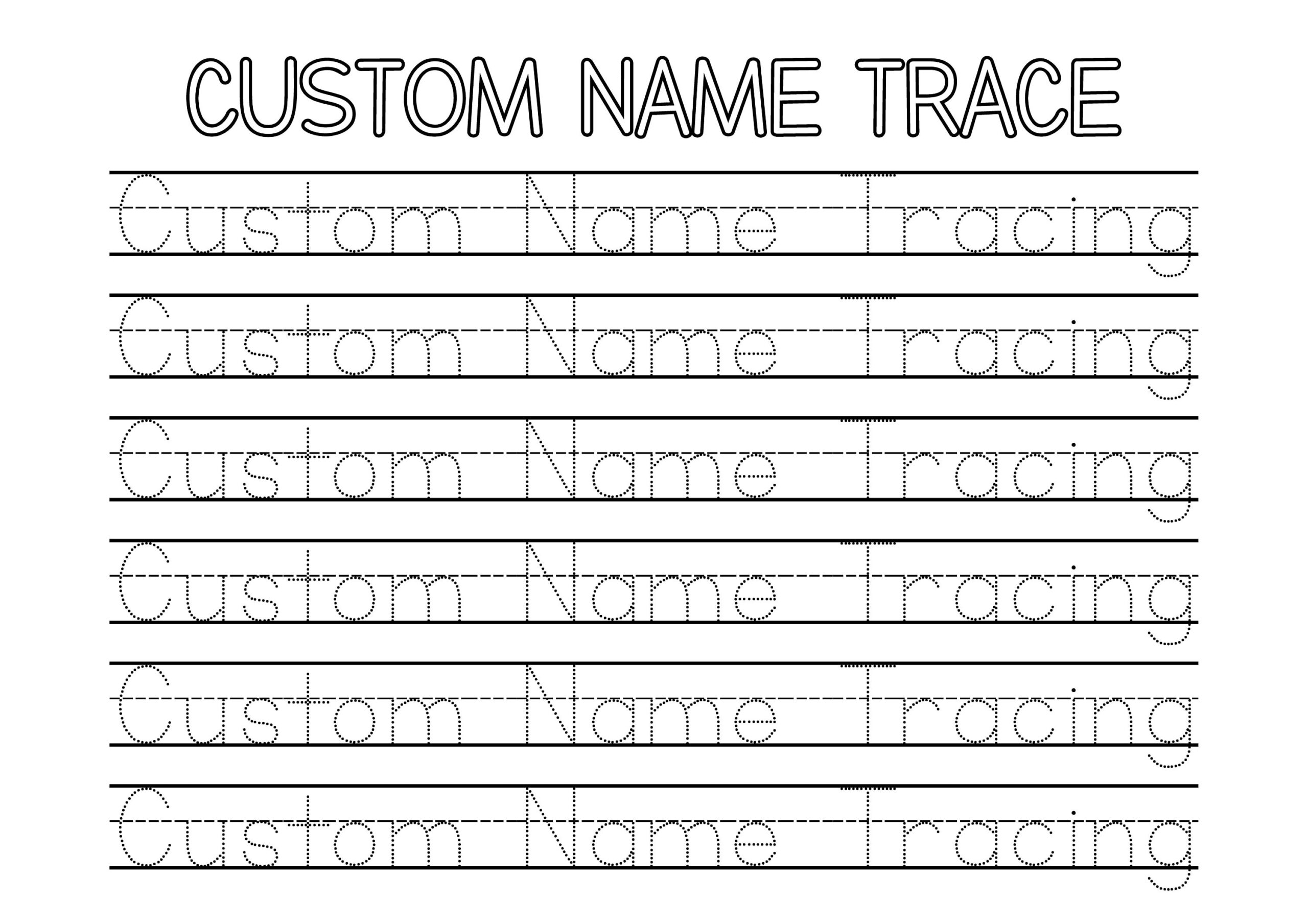 Personalized Name Tracing Sheet Custom Name Trace Preschool Letter Activity Sheet Homeschool Worksheet Kindergarten Handwriting Practice Etsy