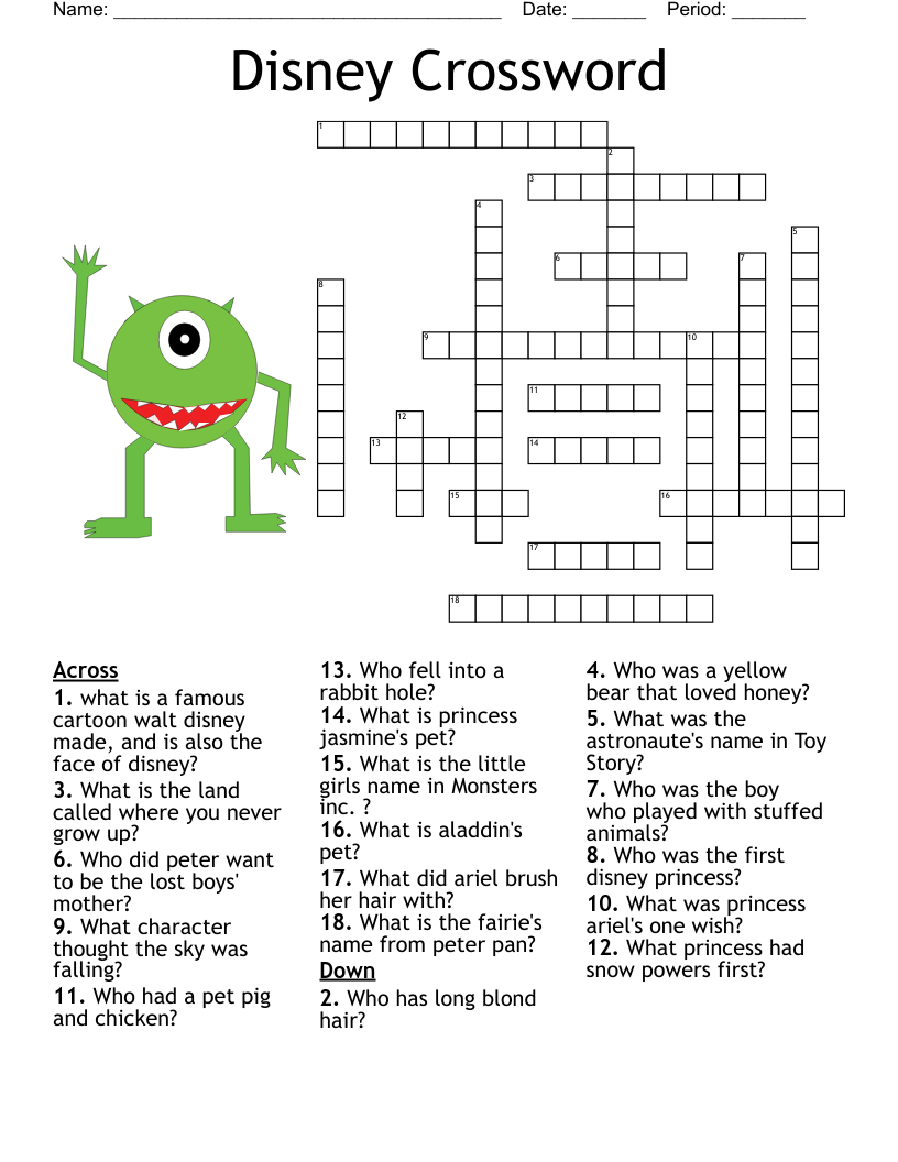 Peter Pan Crossword WordMint Peter Pan Crossword WordMint
