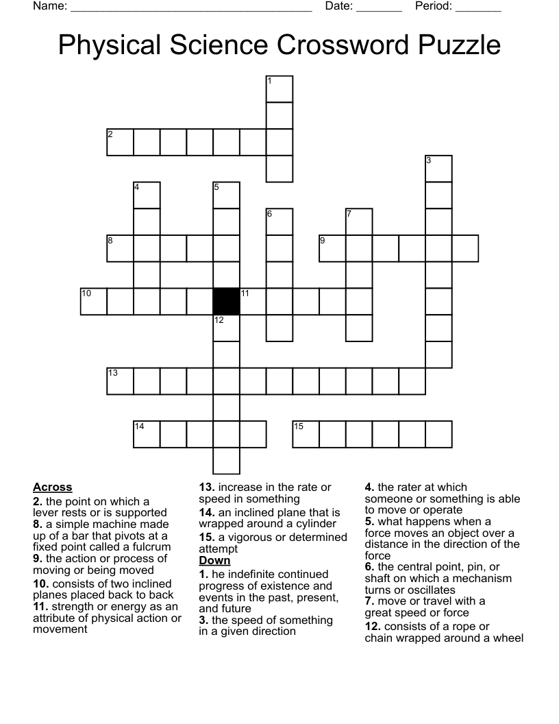 Physical Science Crossword Puzzle WordMint