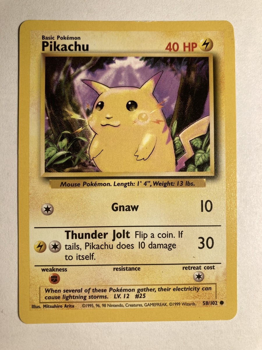 PIKACHU YELLOW CHEEKS Card 58 102 Rare Mint EBay