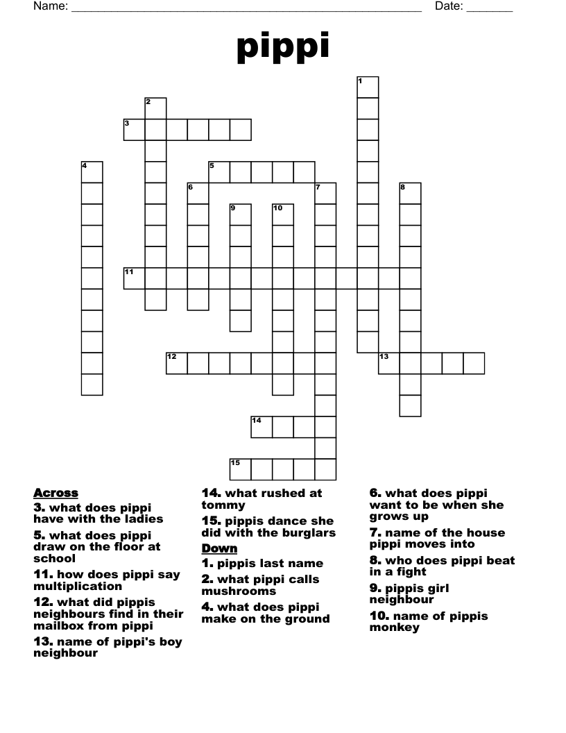 Pippi Crossword WordMint