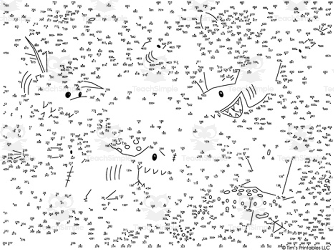 Pirate Shark Extreme Difficulty Dot to Dot Connect The Dots PDF By Teach Simple