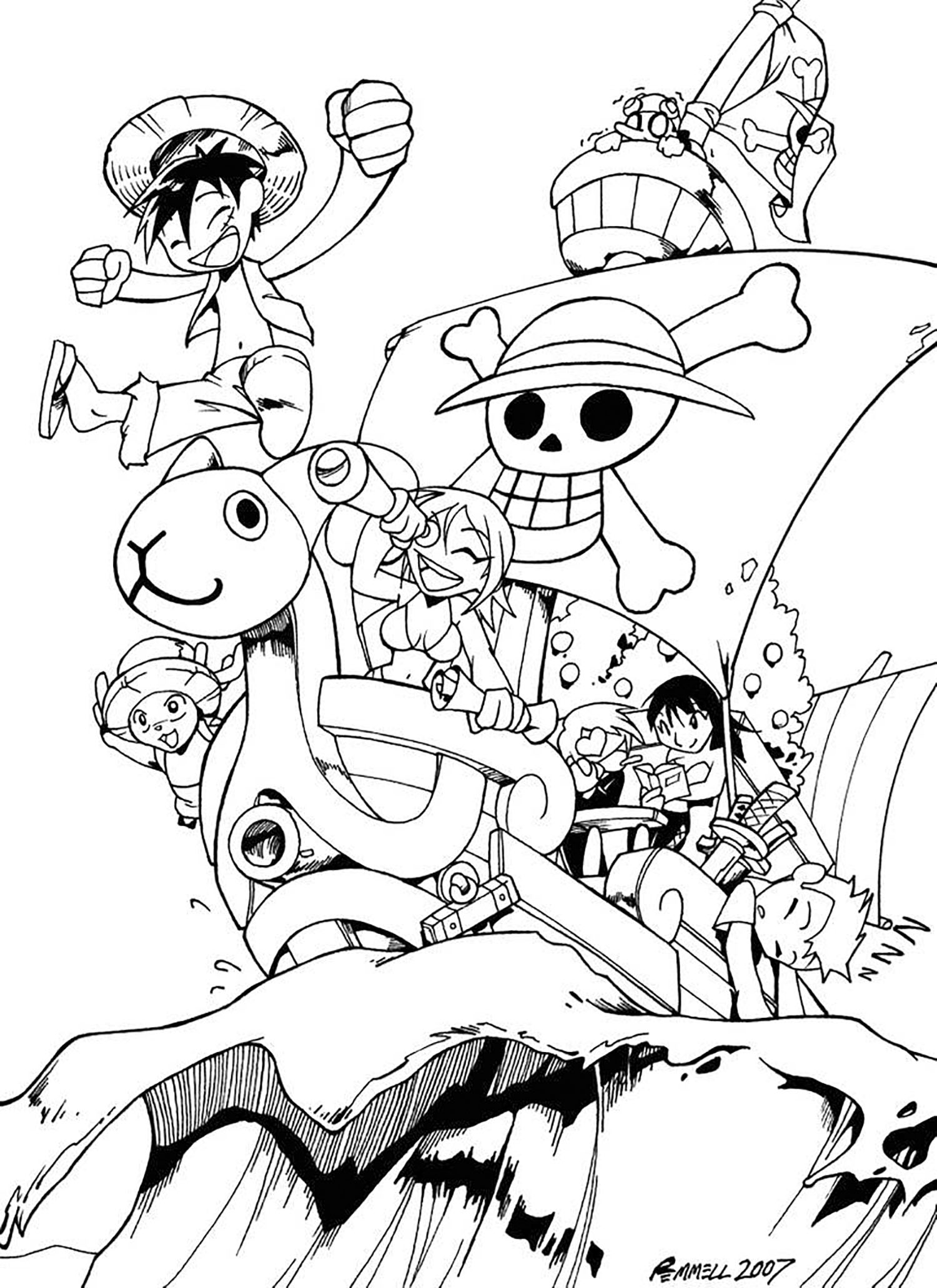 Pirates Reunited In One Boat One Piece Coloring Pages Pirates Reunited In One Boat One Piece Coloring Pages