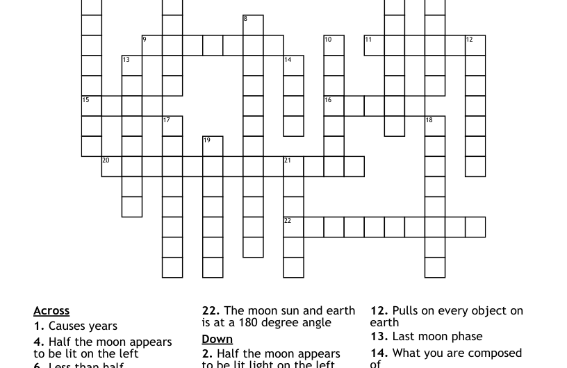 Planetary Shadow Crossword