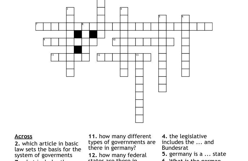 German Article Crossword