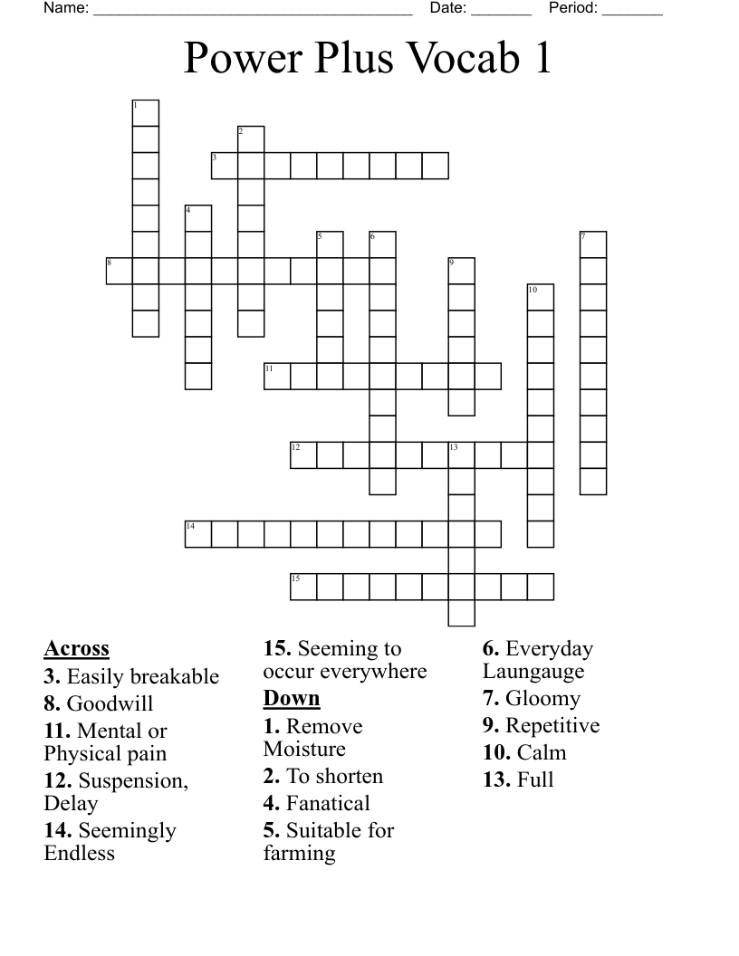 Power Plus Vocab 1 Crossword WordMint Power Plus Vocab 1 Crossword WordMint