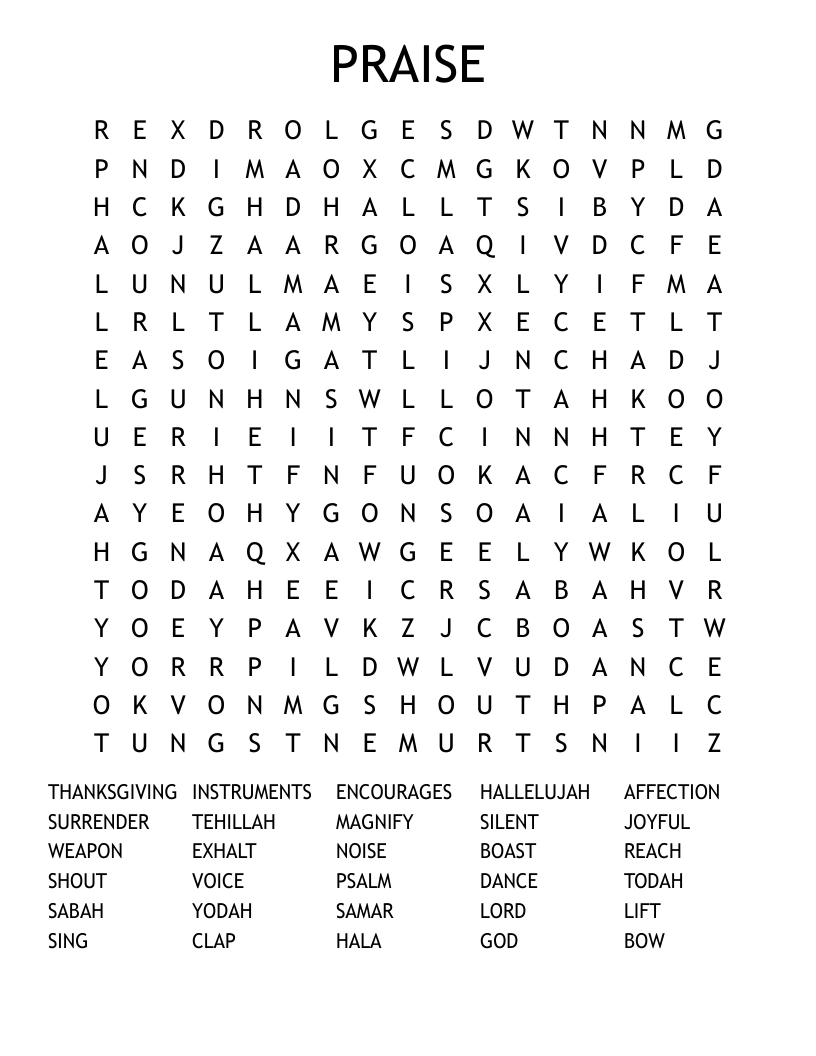PRAISE Word Search WordMint