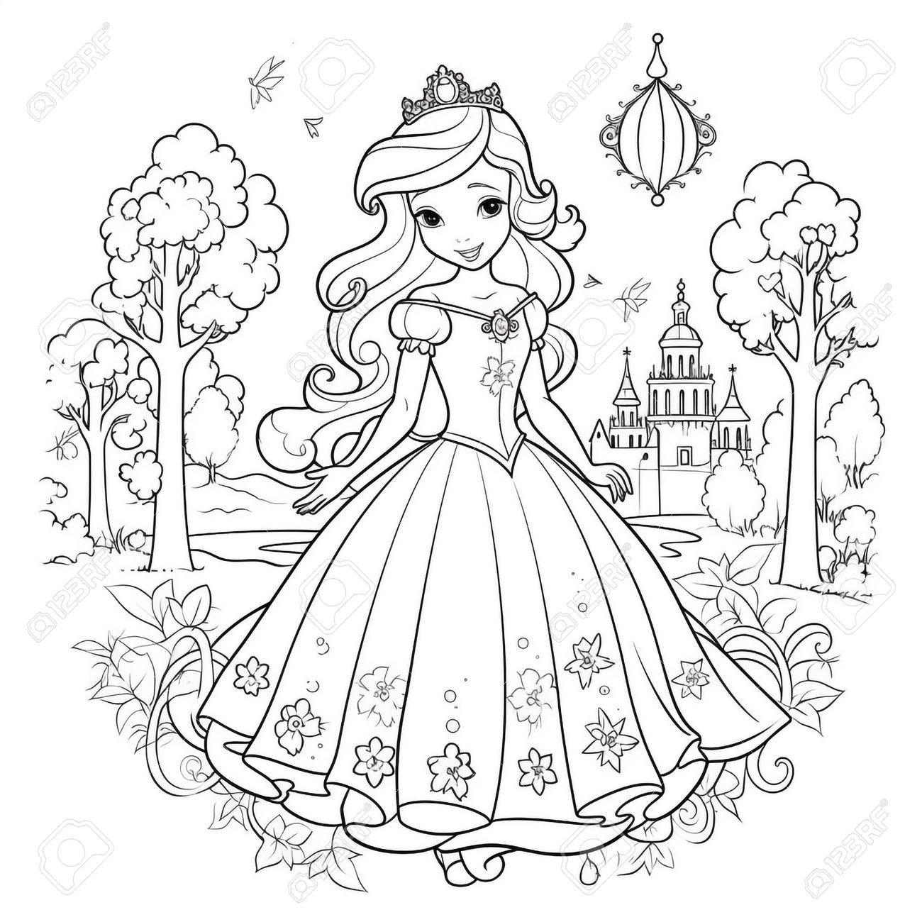 Princess Coloring Page Stock Photo Picture And Royalty Free Image Image 210456344 Princess Coloring Page Stock Photo Picture And Royalty Free Image Image 210456344