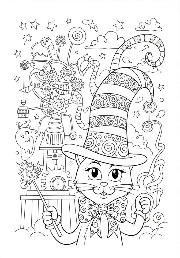 Printable Cat In The Hat Color Sheet For Kids Printable Cat In The Hat Color Sheet For Kids