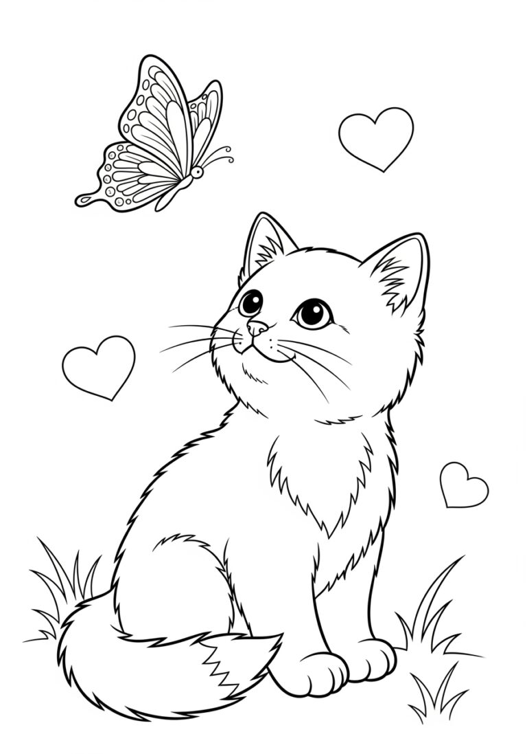 Printable Coloring Page Of A Kitten For Kids Printable Coloring Page Of A Kitten For Kids
