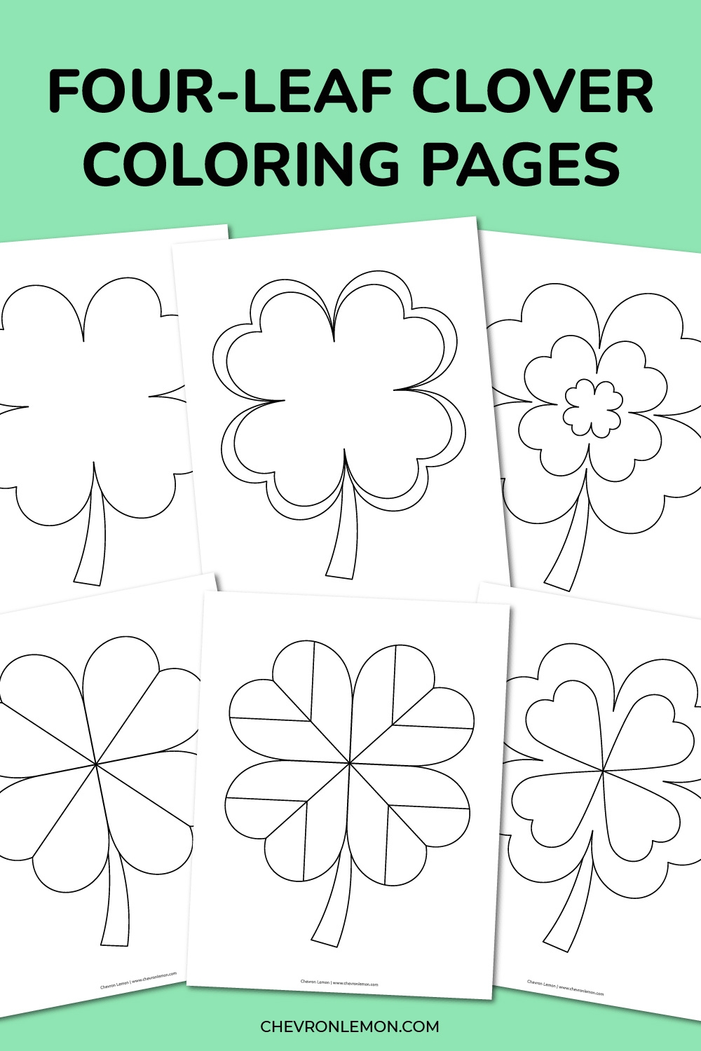 Printable Four leaf Clover Coloring Pages Chevron Lemon Printable Four leaf Clover Coloring Pages Chevron Lemon