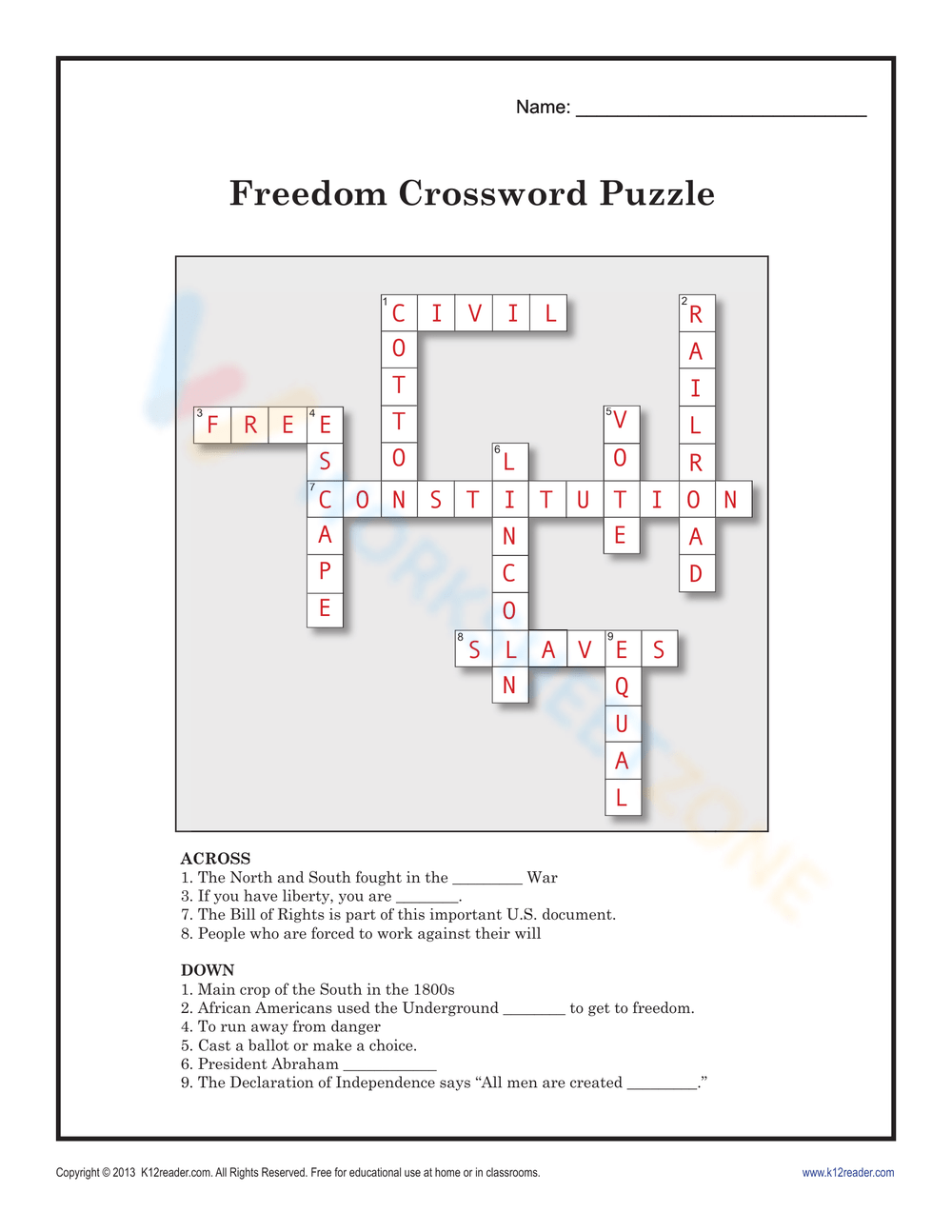 Printable Grade 8 Crossword Worksheets Printable Grade 8 Crossword Worksheets