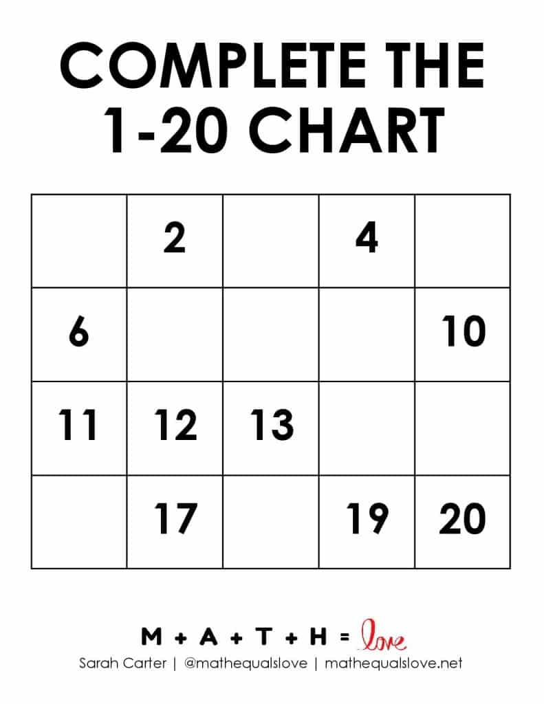 Printable Number Chart 1 20 Free PDF Templates Printable Number Chart 1 20 Free PDF Templates