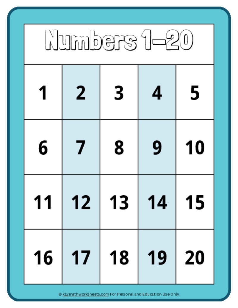 Printable Number Charts From 1 10 To 1 100 Printable Number Charts From 1 10 To 1 100