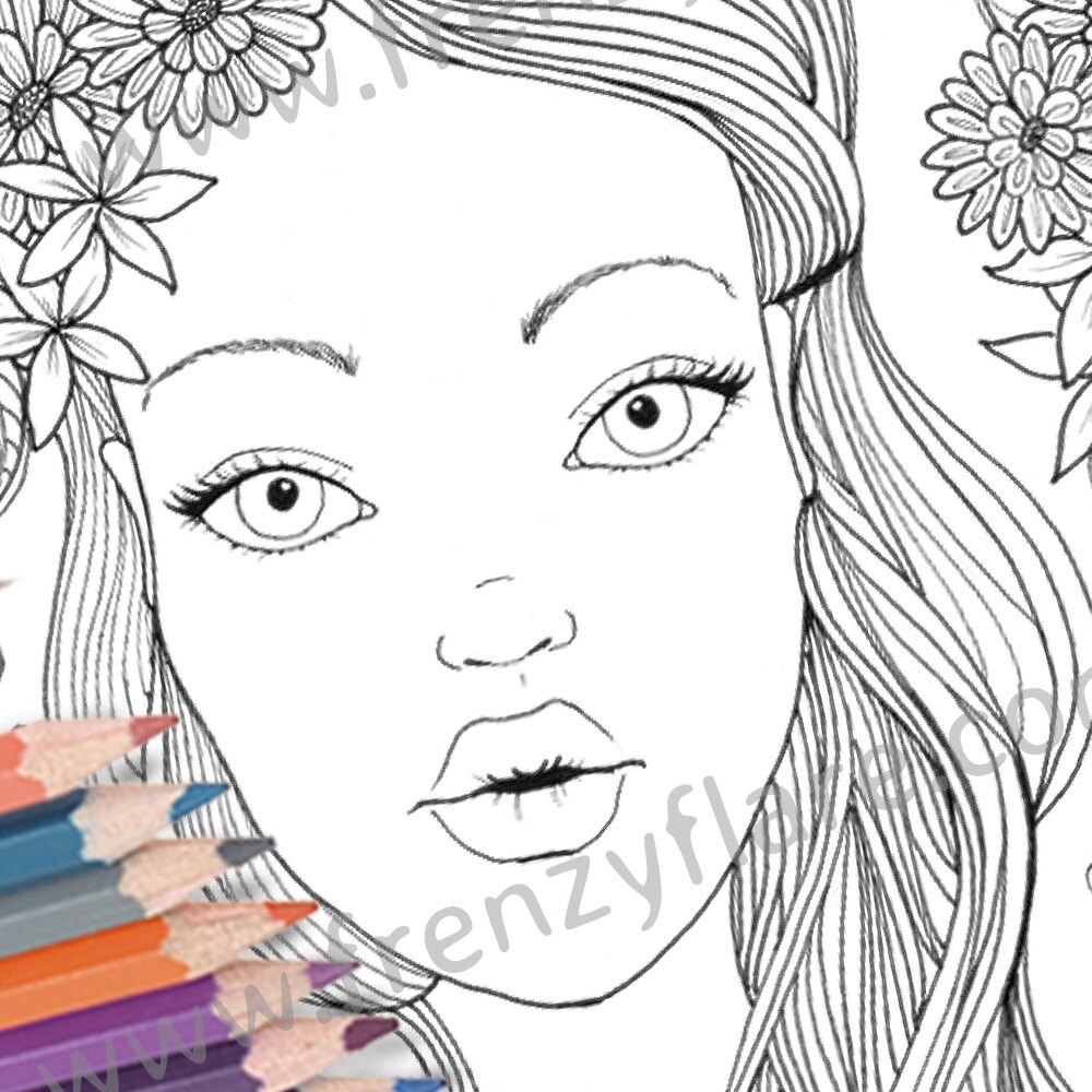 Printed Coloring Pages For Adults Or Kids Beautiful Girl With Wild Flowers To Color With Pencils Or Markers Bohemian Wall Art Doll Face Etsy Printed Coloring Pages For Adults Or Kids Beautiful Girl With Wild Flowers To Color With Pencils Or Markers Bohemian Wall Art Doll Face Etsy