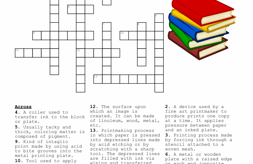 Printmaking Crossword Puzzle