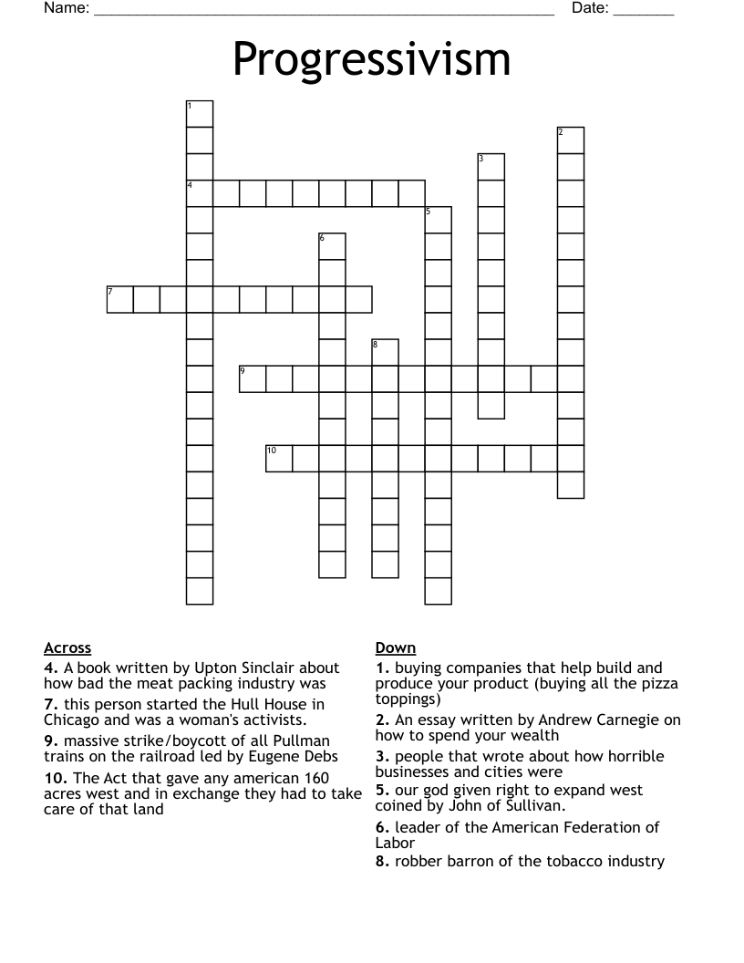 Progressivism Crossword WordMint