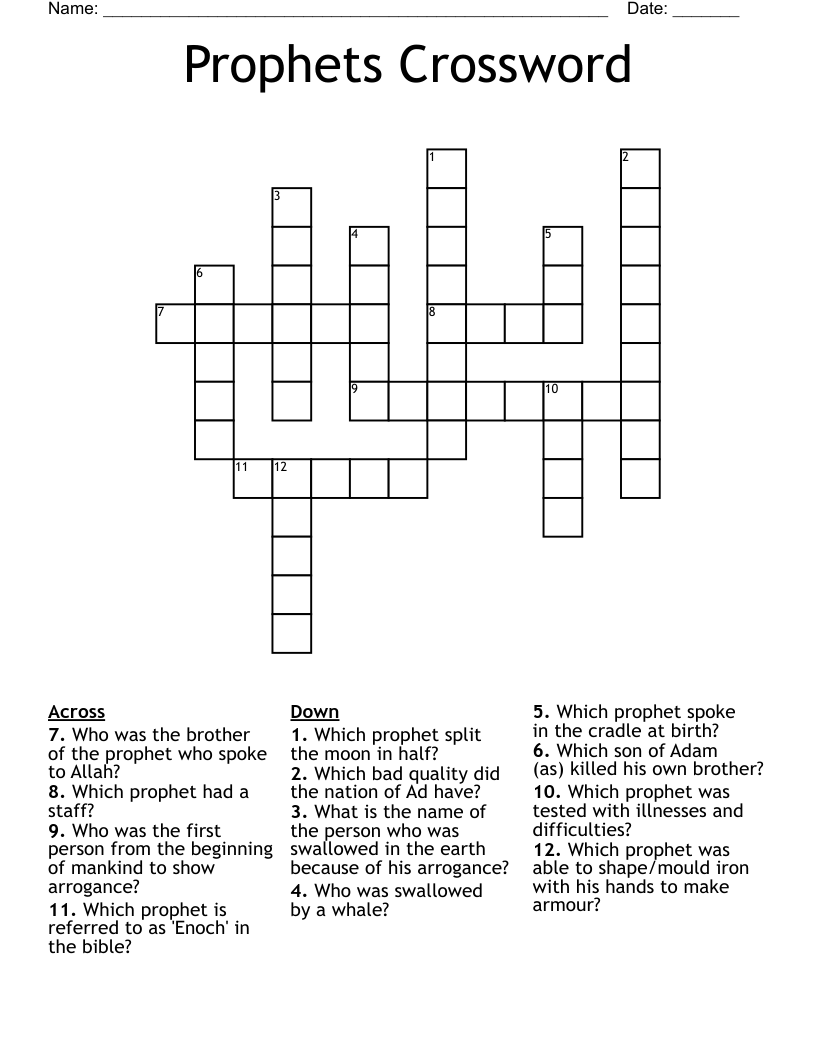 Prophets Crossword WordMint