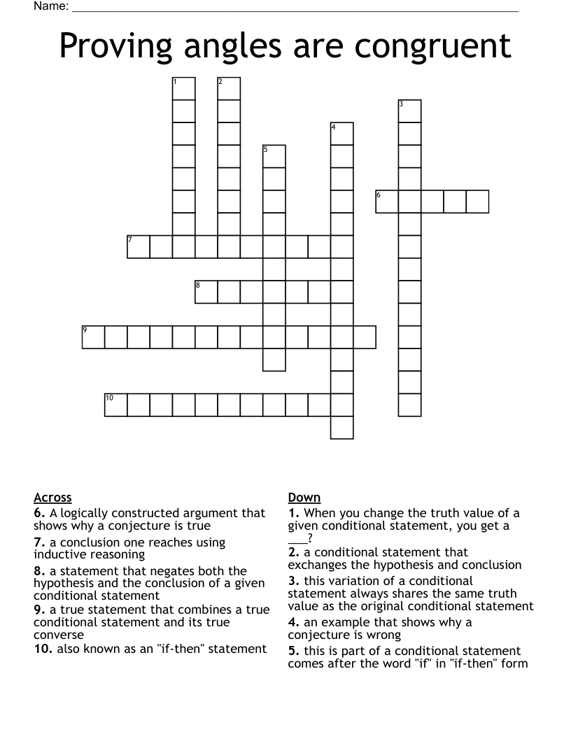 Proving Angles Are Congruent Crossword WordMint Proving Angles Are Congruent Crossword WordMint