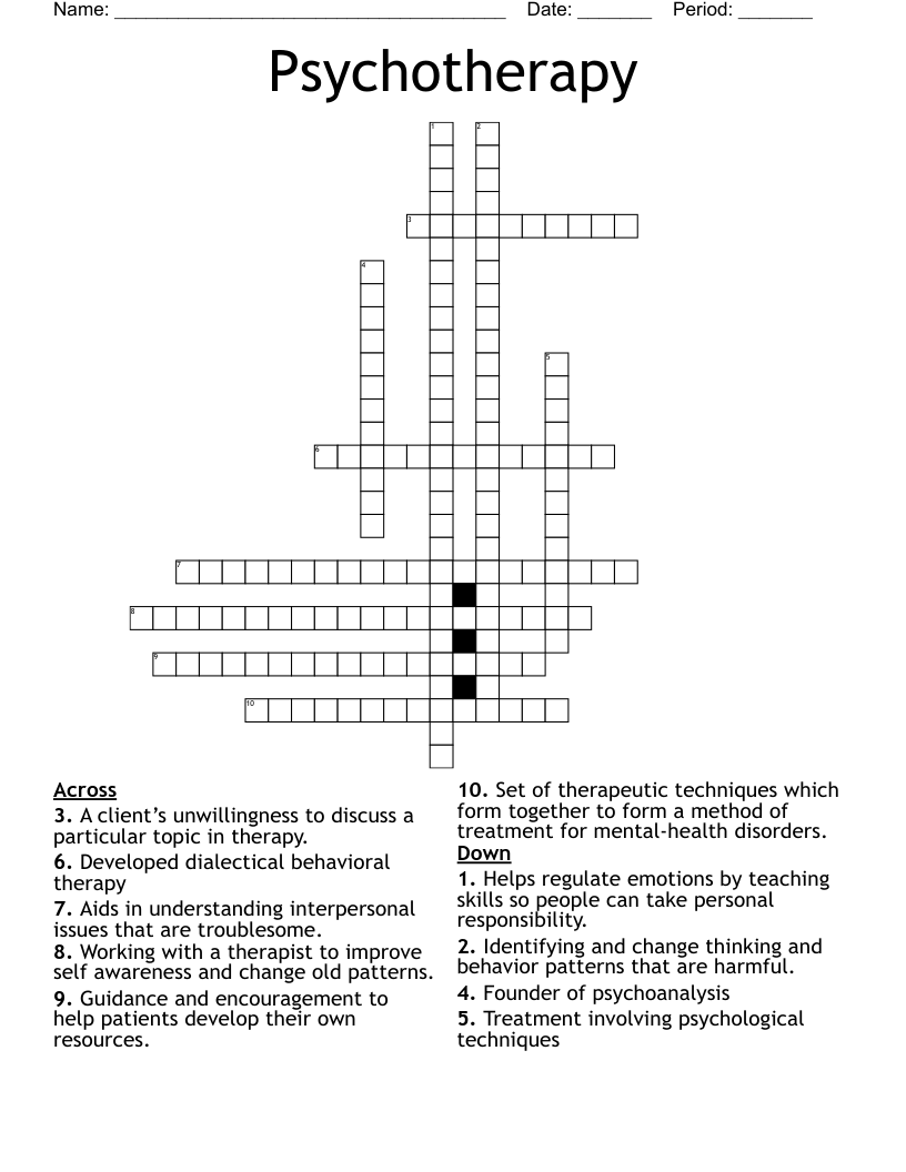 Psychotherapy Crossword WordMint Psychotherapy Crossword WordMint