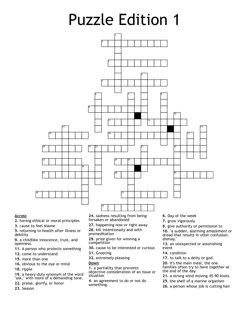 Puzzle Edition 1 Crossword WordMint Puzzle Edition 1 Crossword WordMint