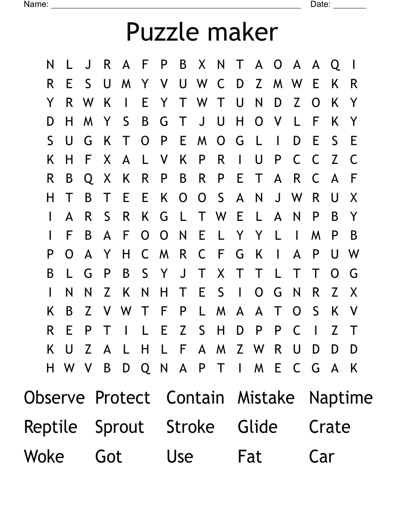 Puzzle Maker Word Search WordMint Puzzle Maker Word Search WordMint