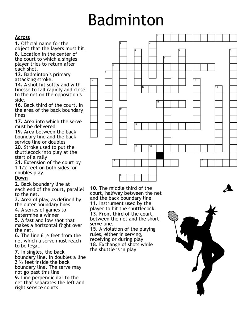 Racquet Sports Crossword WordMint Racquet Sports Crossword WordMint