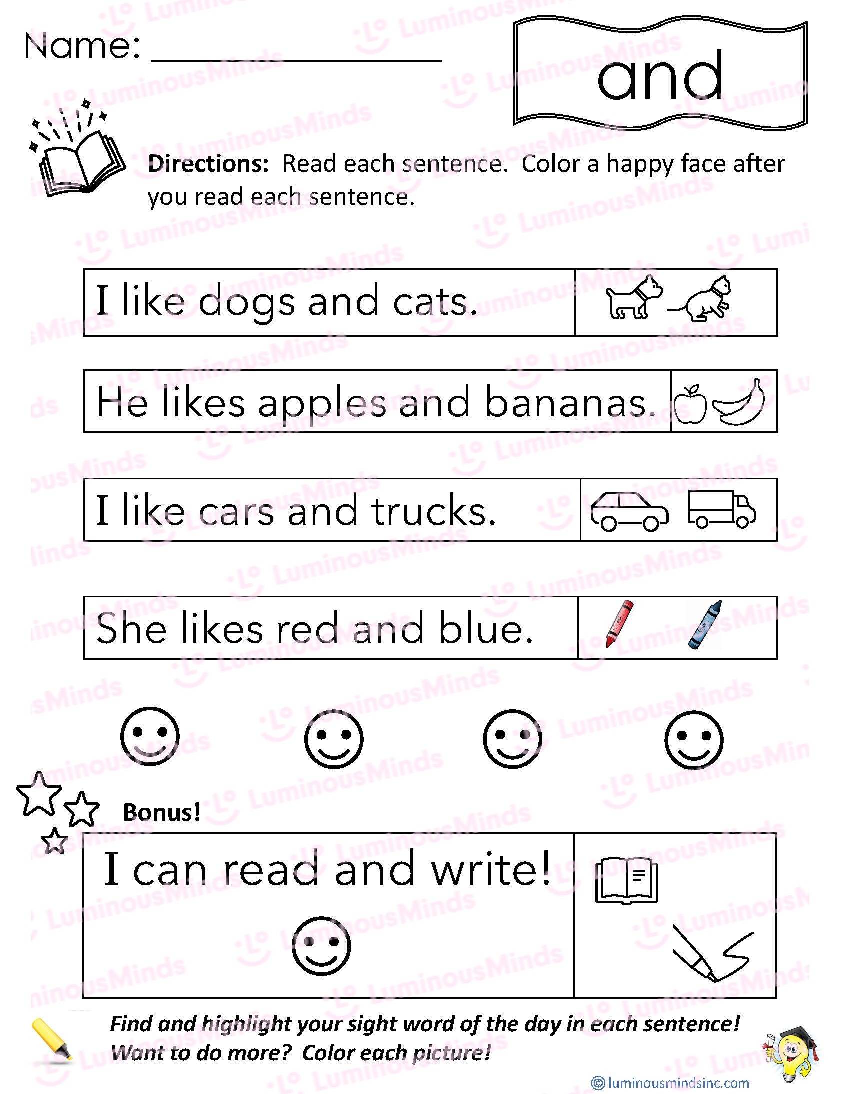 Reading Comprehension Worksheets Reading With Sight Word And Reading Comprehension Worksheets Reading With Sight Word And