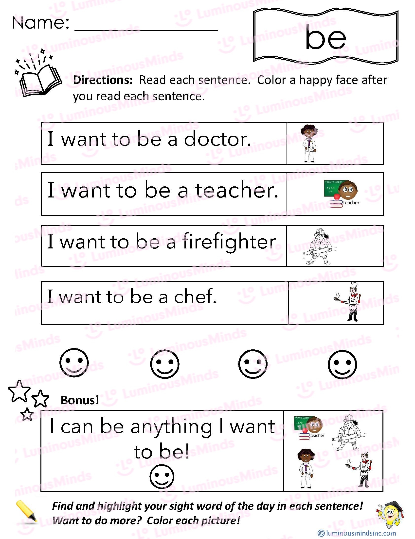 Reading Comprehension Worksheets Reading With Sight Word Be Reading Comprehension Worksheets Reading With Sight Word Be