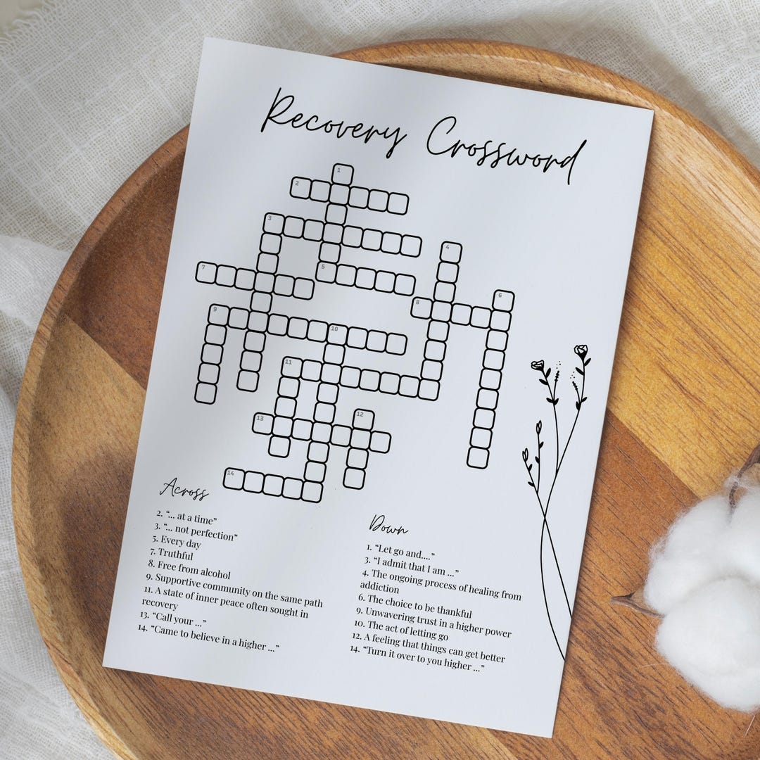 Recovery Crossword Game Answer Key 12 Steps Recovery Boredom Buster Instant Download PDF JPG Etsy Recovery Crossword Game Answer Key 12 Steps Recovery Boredom Buster Instant Download PDF JPG Etsy