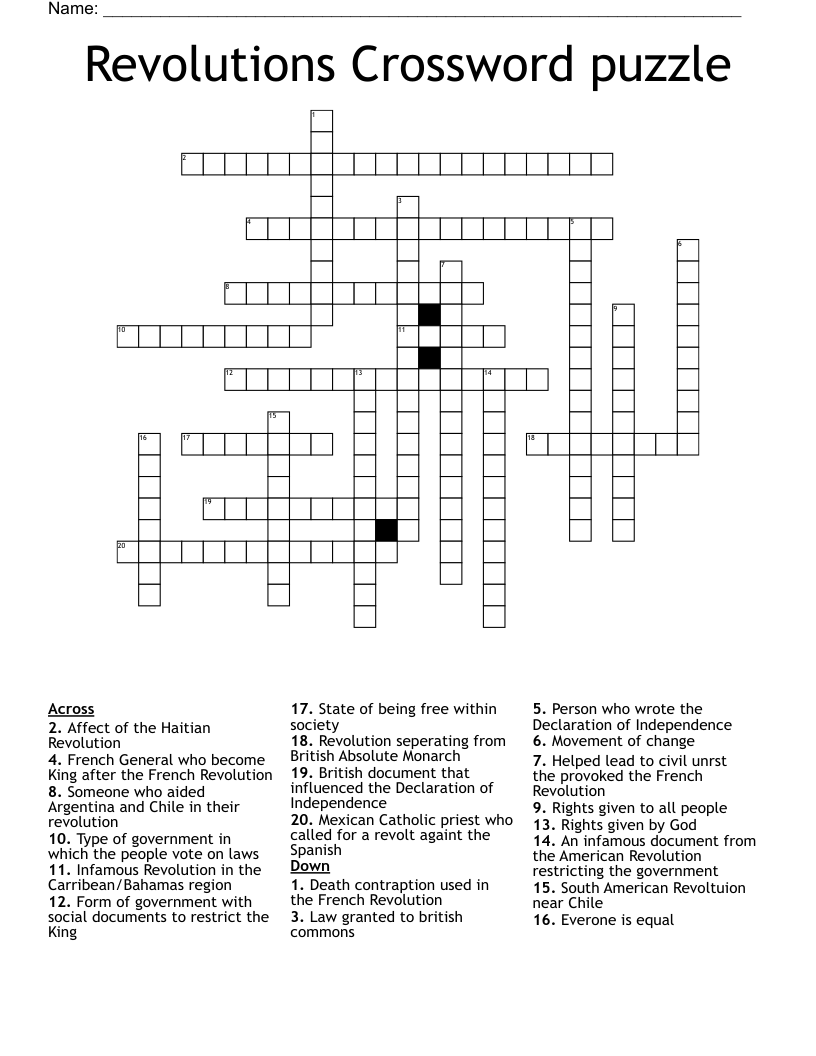 Revolutions Crossword Puzzle WordMint Revolutions Crossword Puzzle WordMint
