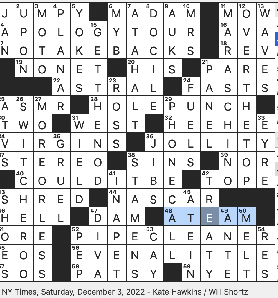 Rex Parker Does The NYT Crossword Puzzle Carpels Counterparts SAT 12 3 22 Brain tingly Feeling That May Come From Hearing Whispering Or Crinkling In Brief Inefficient Confetti making Tool That s On Rex Parker Does The NYT Crossword Puzzle Carpels Counterparts SAT 12 3 22 Brain tingly Feeling That May Come From Hearing Whispering Or Crinkling In Brief Inefficient Confetti making Tool That s On