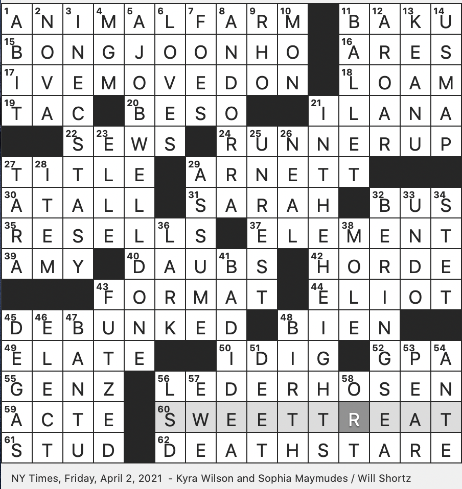 Rex Parker Does The NYT Crossword Puzzle Cassady Who Inspired Kerouac FRI 4 2 21 Letter Seen In A Christogram Veiled Satire On Joseph Stalin First Korean To Win Best Rex Parker Does The NYT Crossword Puzzle Cassady Who Inspired Kerouac FRI 4 2 21 Letter Seen In A Christogram Veiled Satire On Joseph Stalin First Korean To Win Best