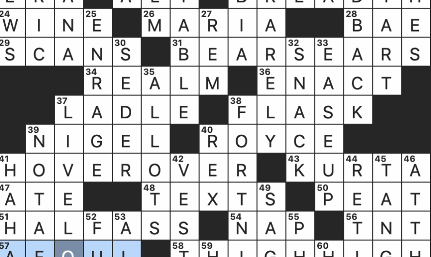 Shirt Tail Crossword