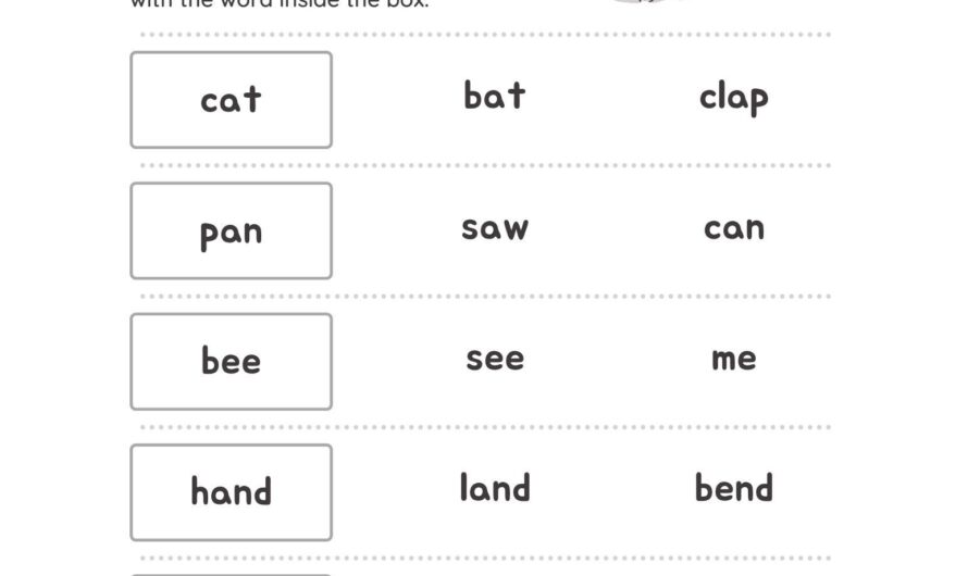 Rhyming Printables For Kindergarten