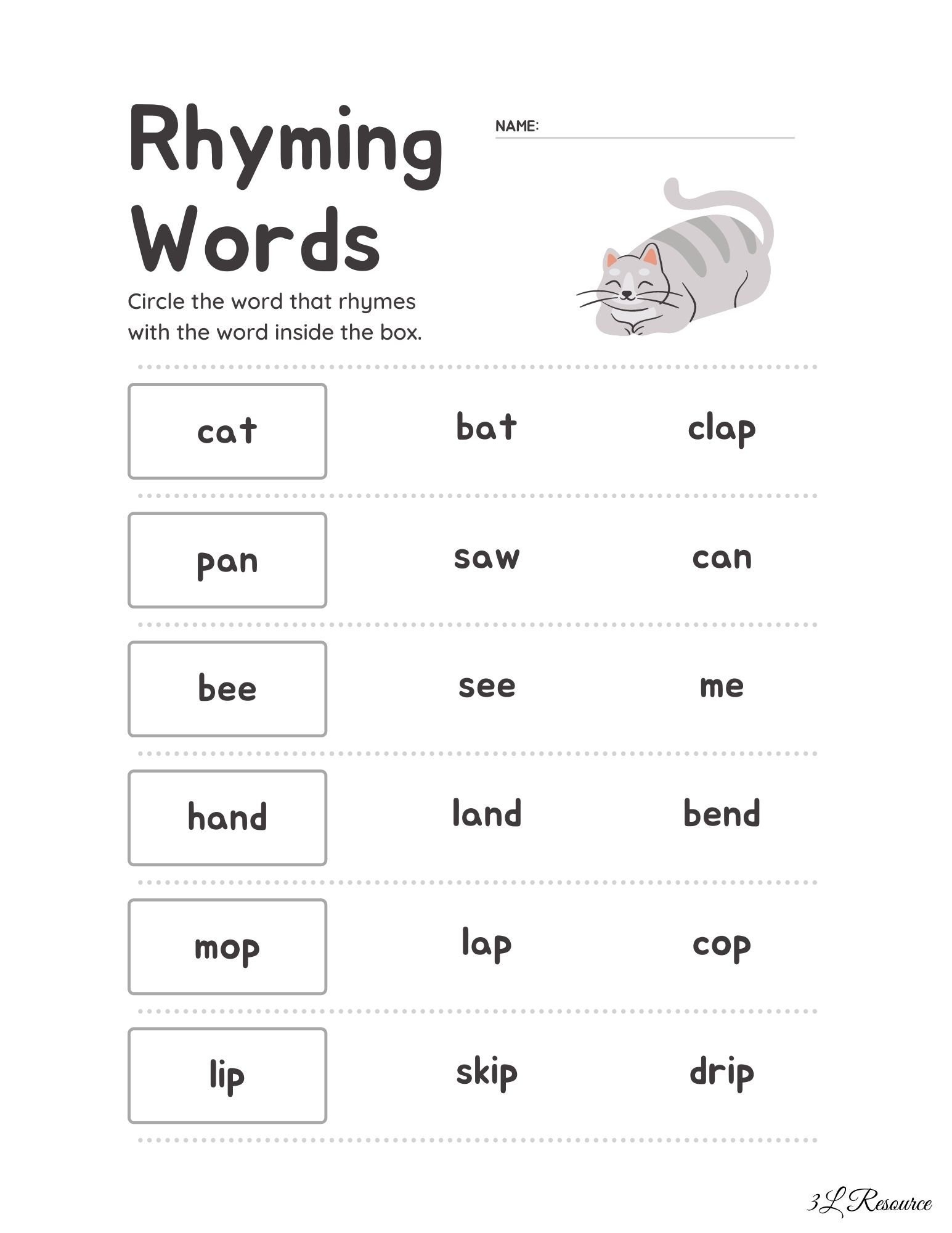 Rhyming Words Worksheets Kindergarten First Grade Etsy Rhyming Words Worksheets Kindergarten First Grade Etsy