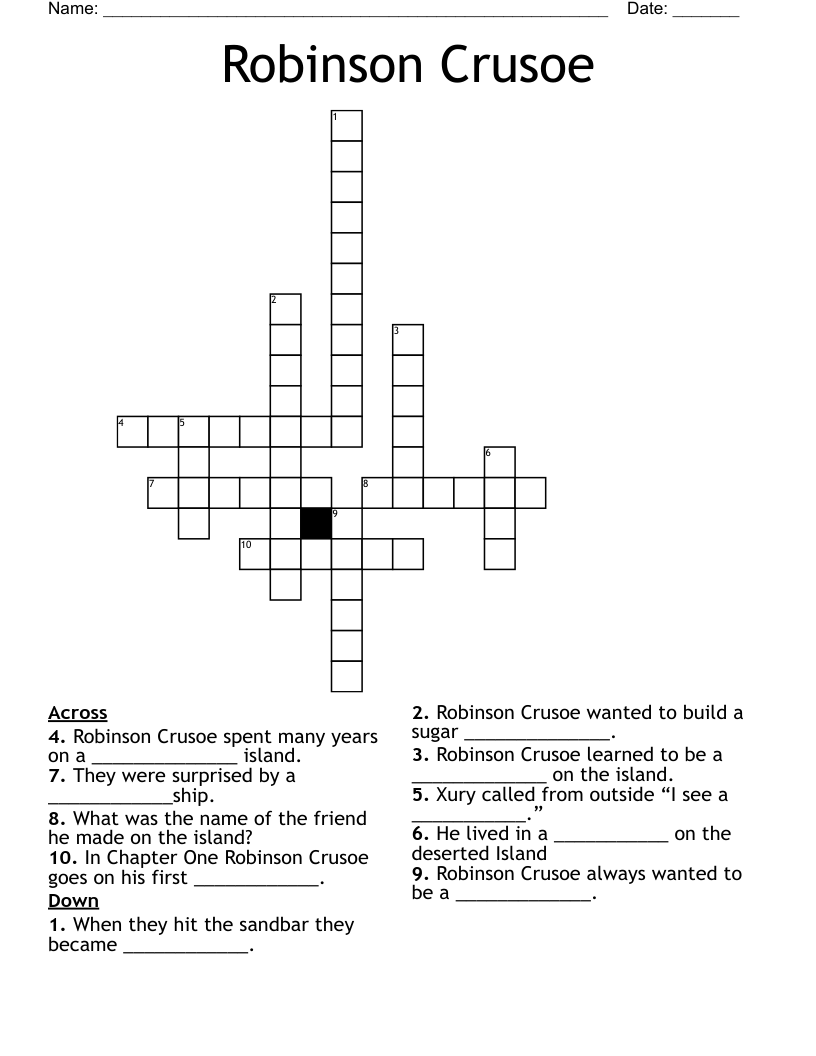 Robinson Crusoe Crossword WordMint Robinson Crusoe Crossword WordMint