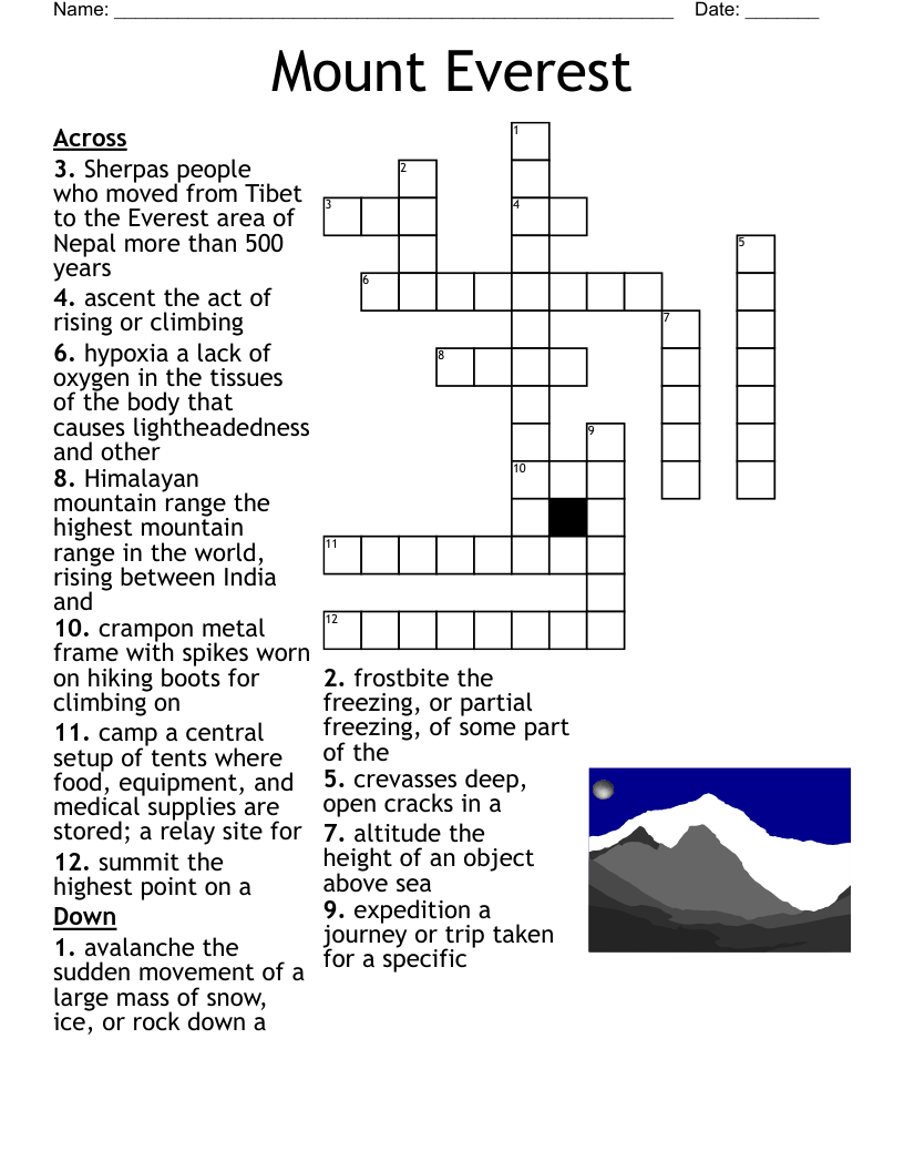 Rock Climbing Vocabulary Crossword WordMint Rock Climbing Vocabulary Crossword WordMint