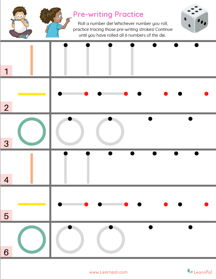Roll A Die Pre Writing Practice LearnPal Worksheets Library Roll A Die Pre Writing Practice LearnPal Worksheets Library