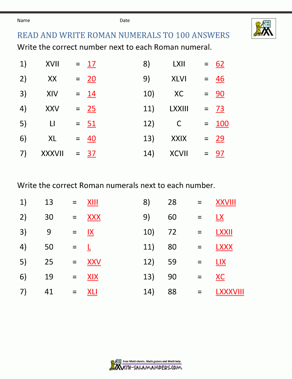 roman numerals practice sheet roman numerals practice sheet