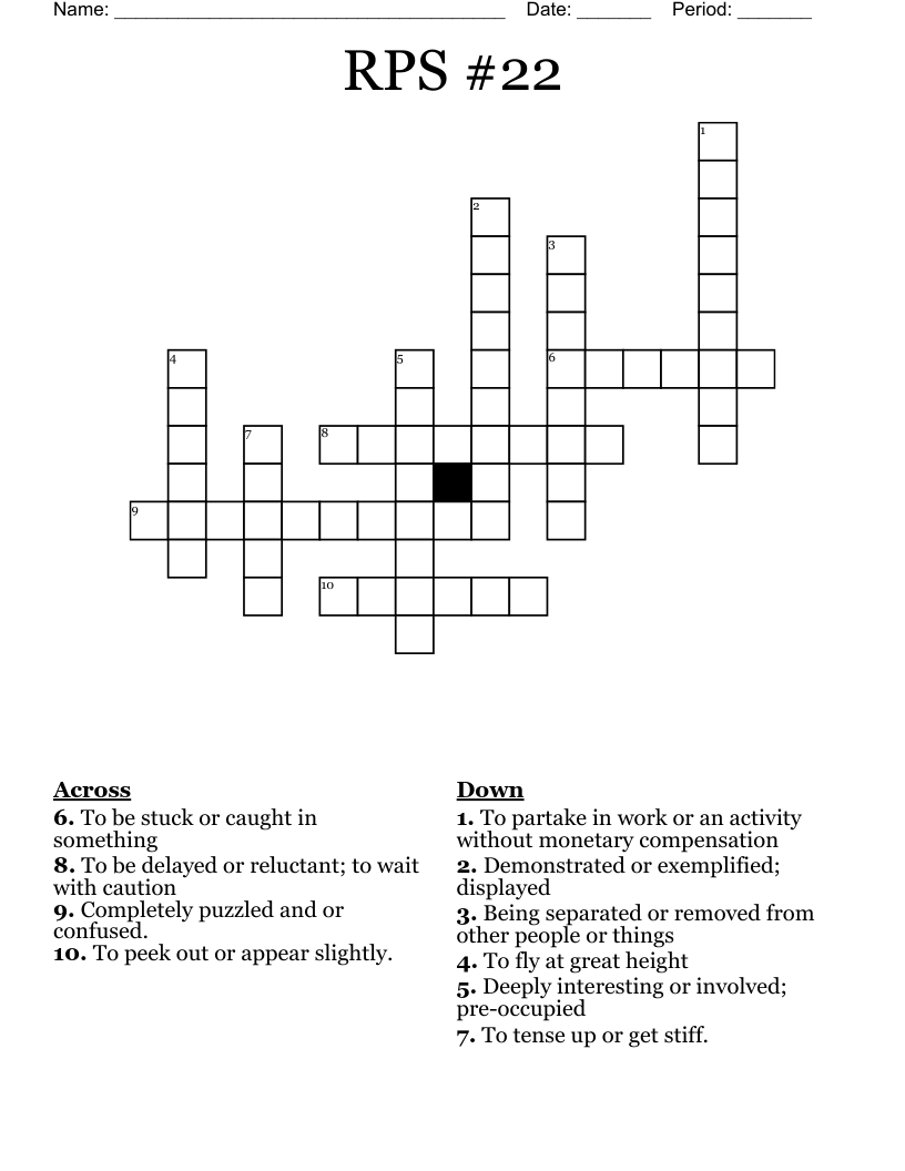 RPS 22 Crossword WordMint RPS 22 Crossword WordMint