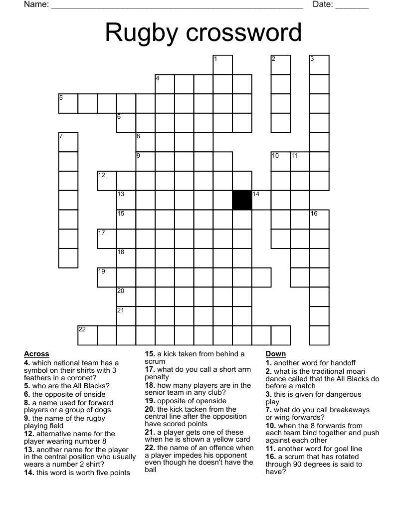 Rugby Crossword WordMint Rugby Crossword WordMint