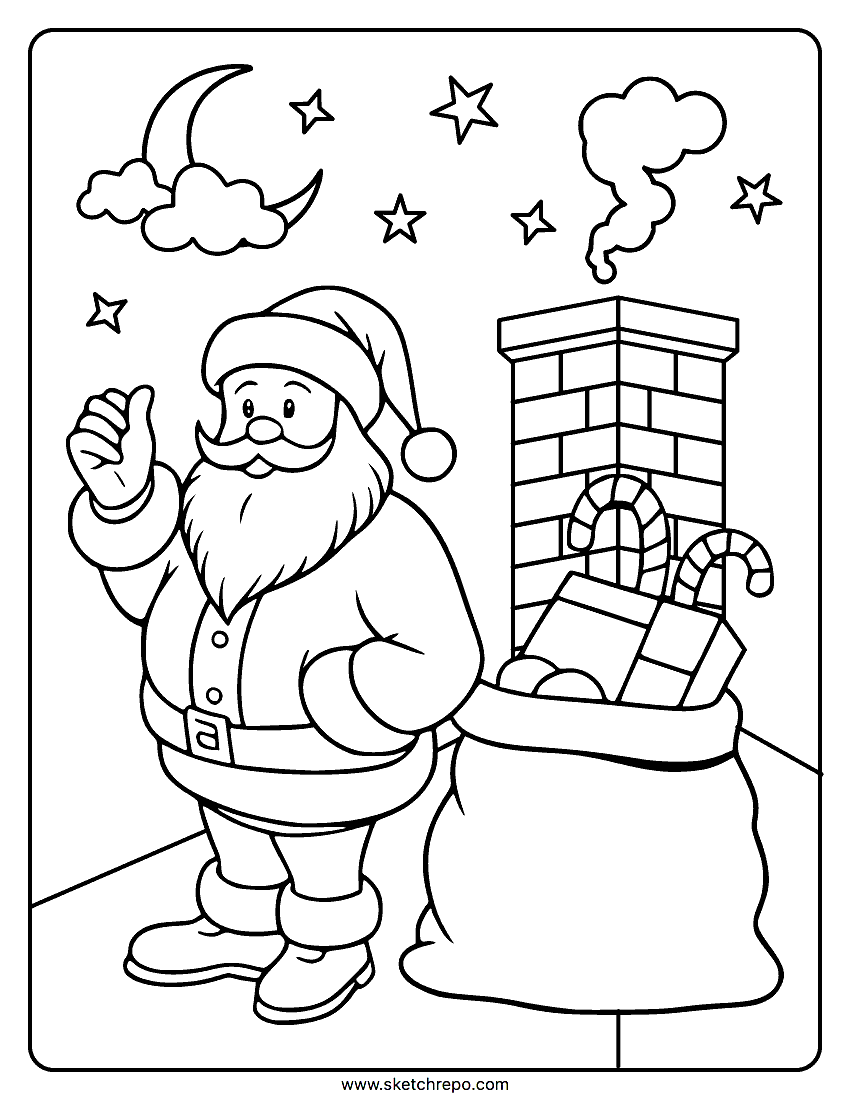 Santa Coloring Page Sketch Repo
