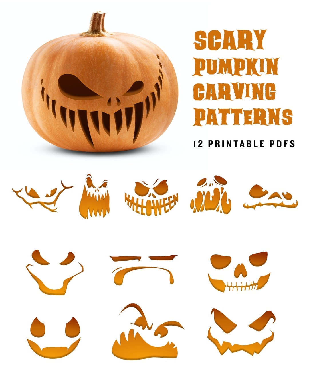 Scary Pumpkin Carving Pattern Angry Jack o lantern Printable Templates Etsy Scary Pumpkin Carving Pattern Angry Jack o lantern Printable Templates Etsy