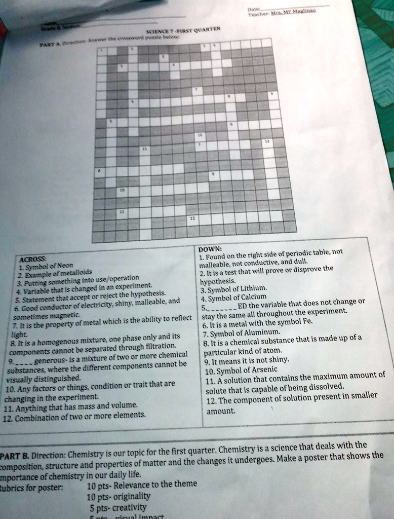 complete the crossword puzzle below science complete the crossword puzzle below science
