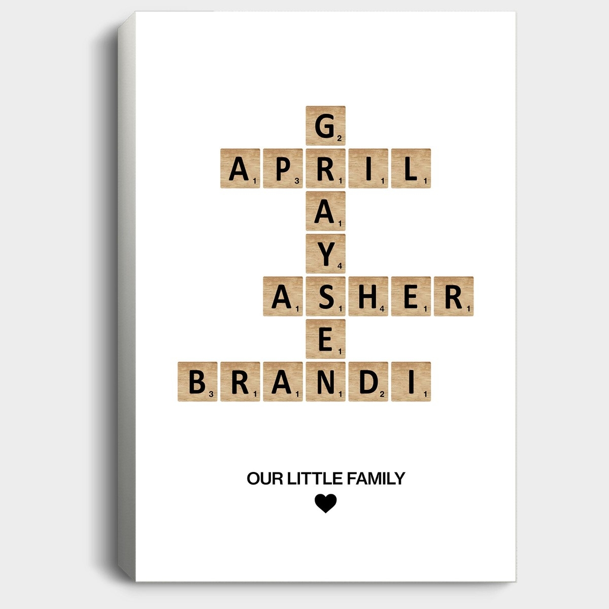 Scrabble Name Wall Art Personalized Family Name Crossword Puzzle Wall Art Print Custom Family Scrabble Art